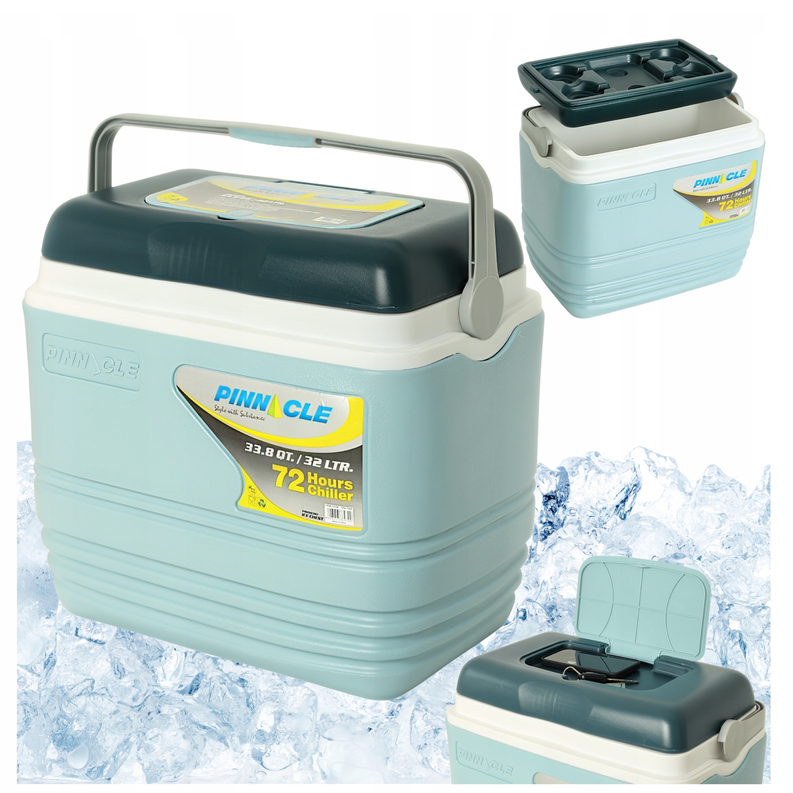 Pinnacle Turistická lednička s přenosnými vložkami TPX7000 32 l, velká modrá barva