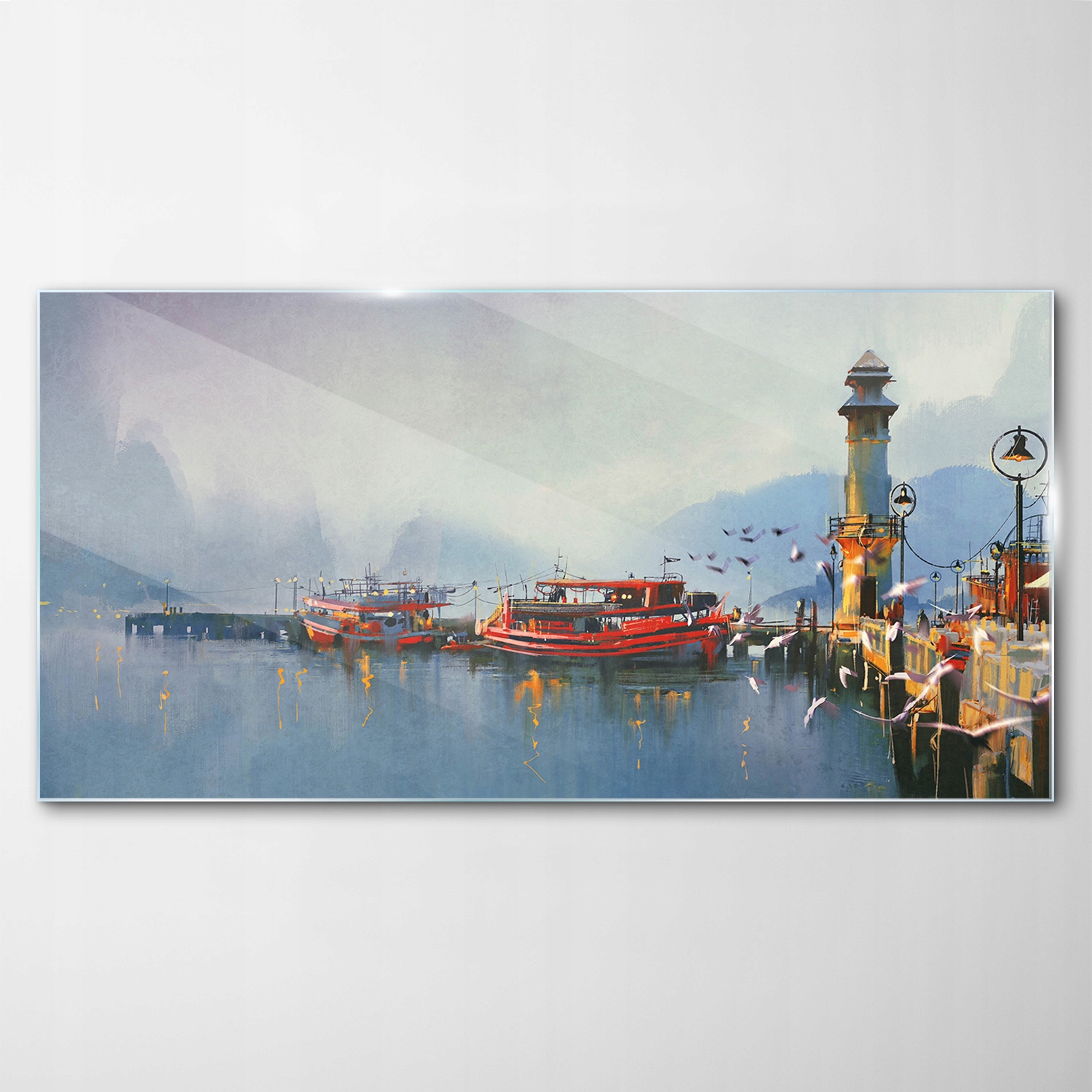 

Hartowany Obraz Szklany Łódka Port Akwarele 140x70