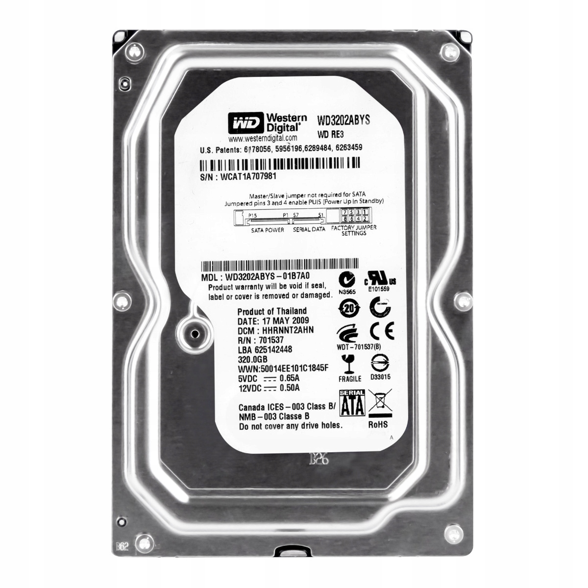 Wd RE3 320GB 7.2K 16MB Sata II 3.5'' WD3202ABYS