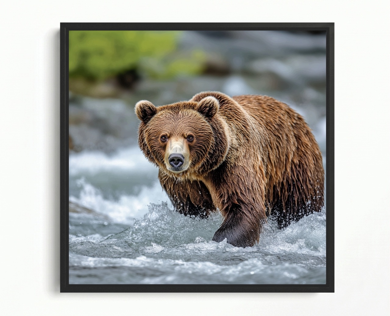 Obraz Rám Americký Box Foto Zvíře Medvěd Hnědý Medvídek Řeka 50x50