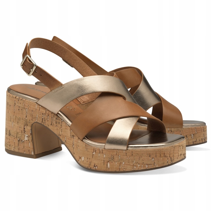 Dámské sandály Tamaris 1-28312-44 392 Cognac Combo hnědé, Kůže VEL.39