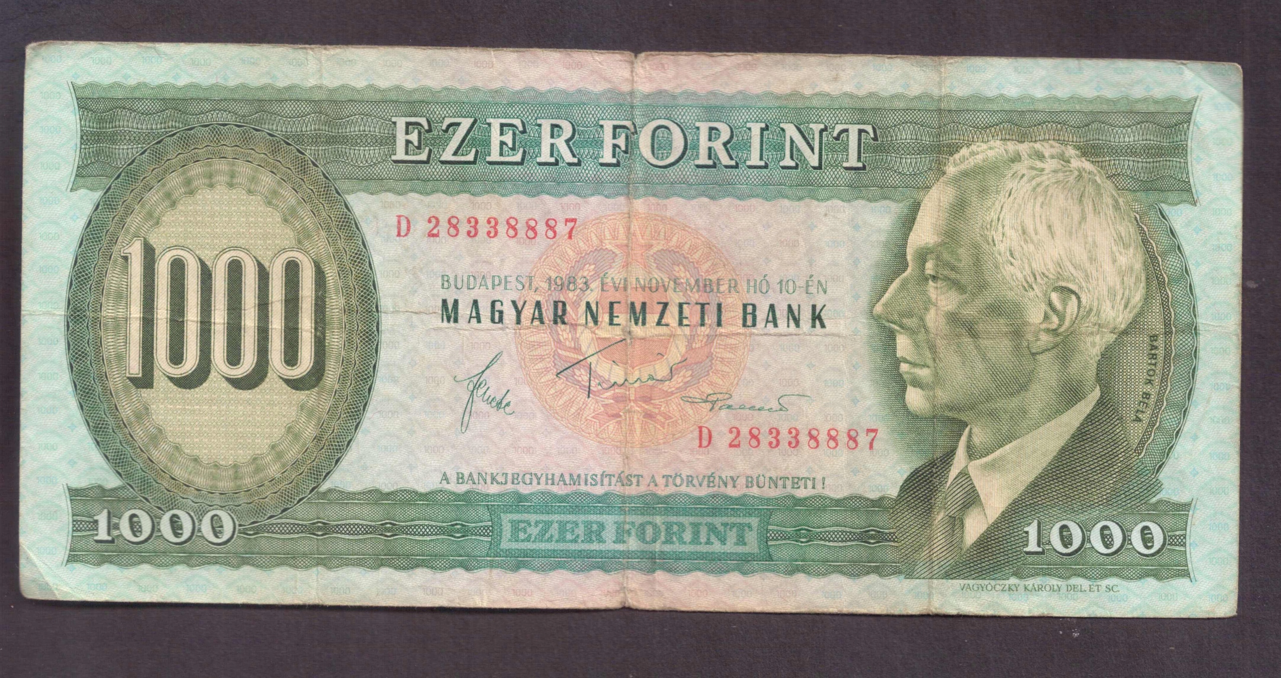 Węgry - banknot - 1000 Forint 1983 rok