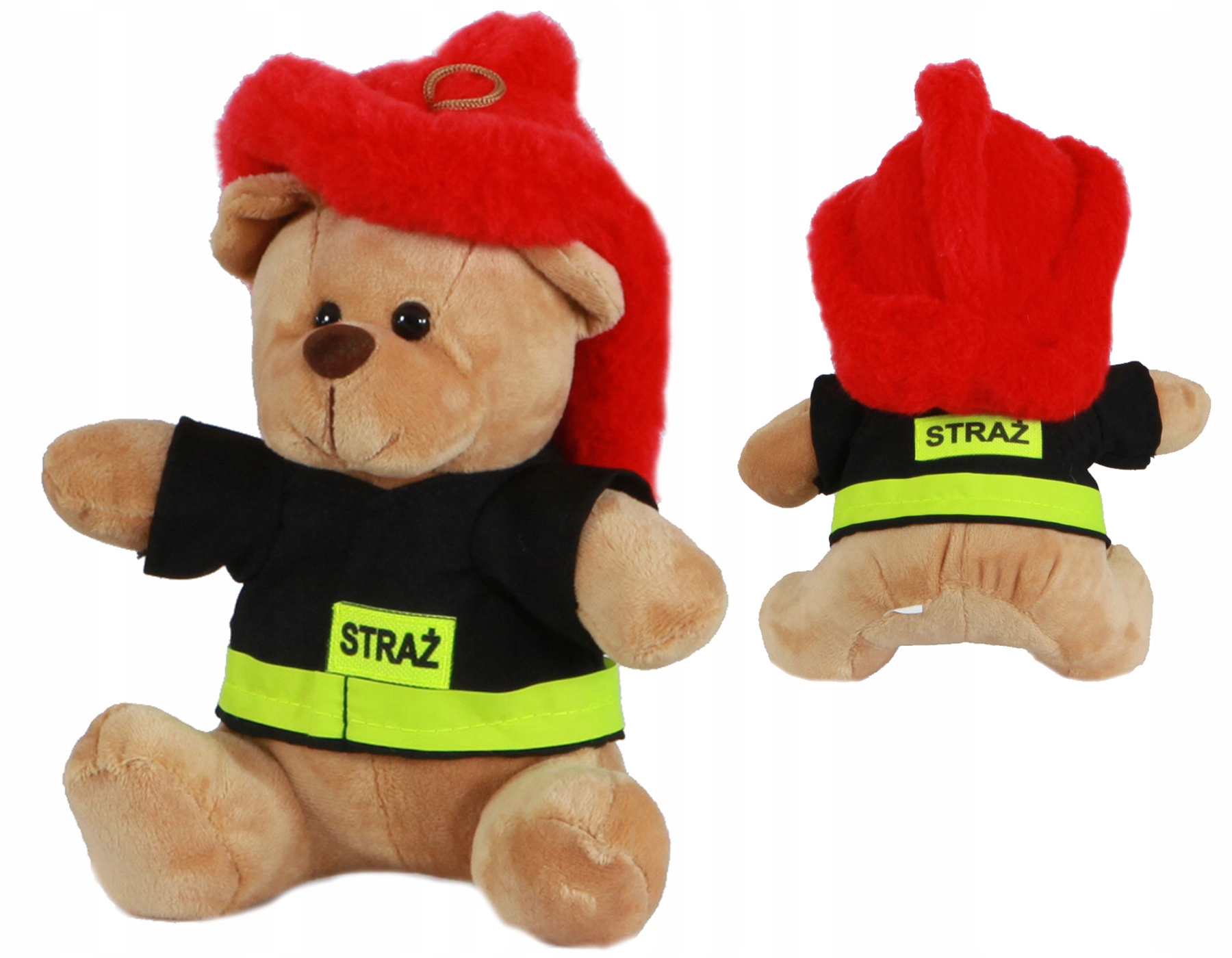Miś Maskotka Strażak BEŻ/CZARNY prezent dla Małych Bohaterów STRAŻ POŻARNA
