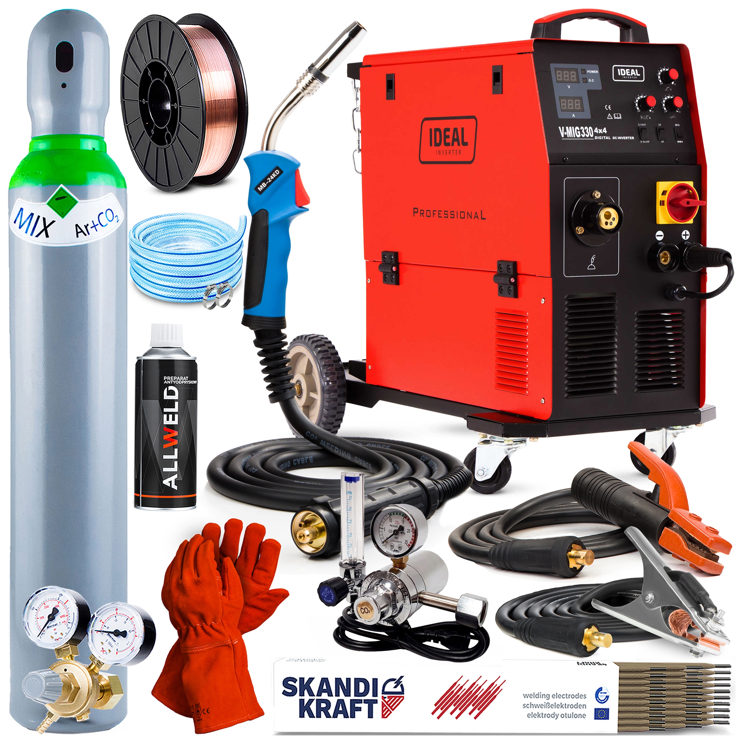 Invertorová Svářečka Invertorová Ideal Mig 330 4X4 Mma Alu Lutosvařování 400V