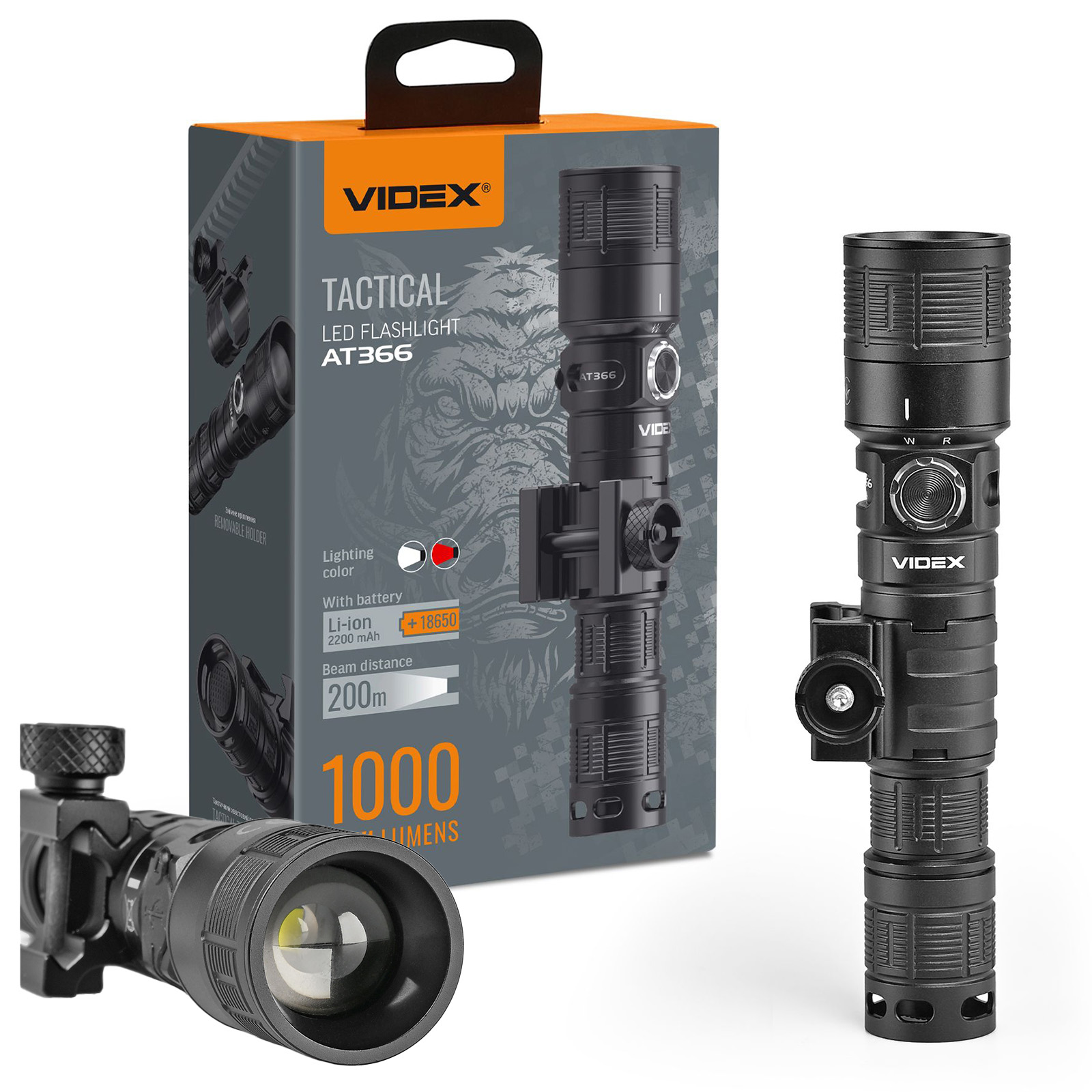 Latarka Taktyczna Led Ręczna Akumulatorowa Wojskowa Videx Mocna Usb-c IP66
