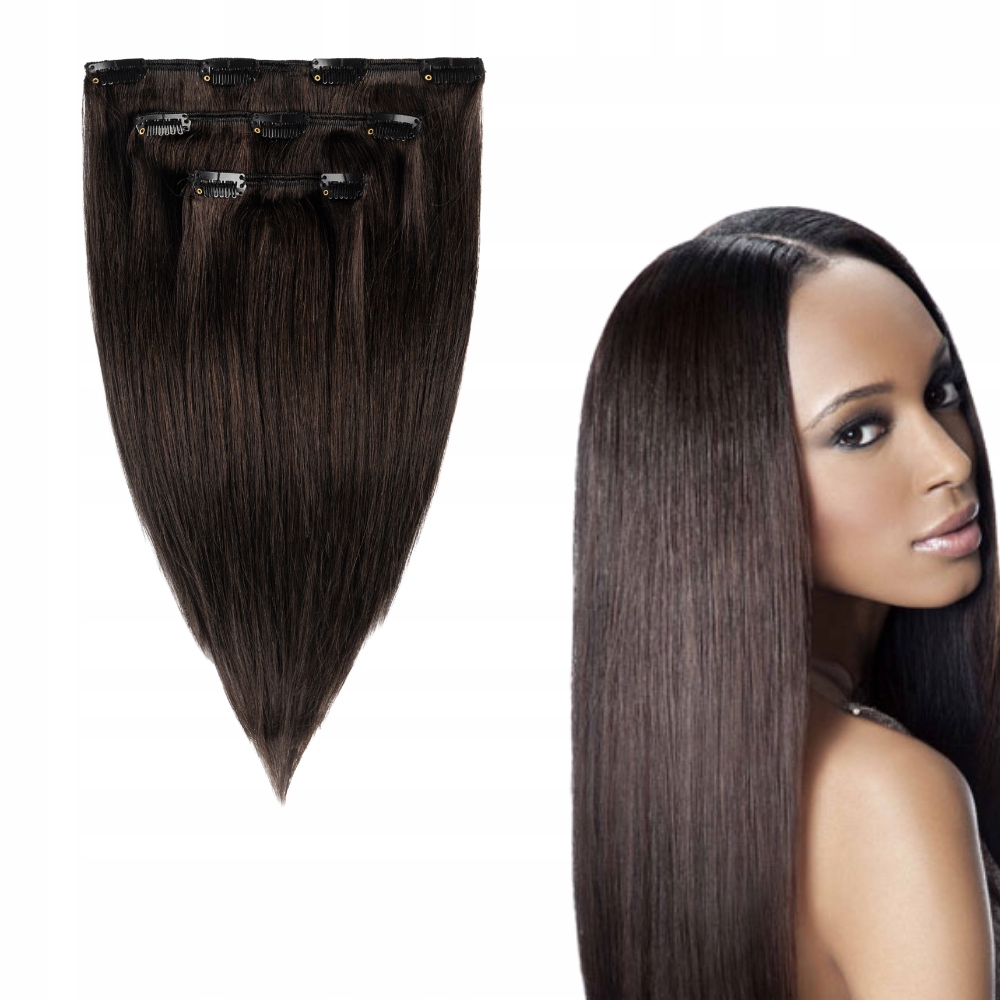 

Włosy Clip In doczepiane naturalne 30cm taśmy #1B