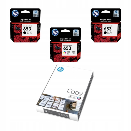 Sada originálních inkoustů Hp 653 2xČerná 3YM75AE Barva 3YM74AE+HP Copy