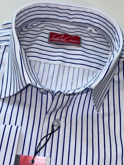 Roberto Cossini pánská košile slim bílá s pruhy, délka rukávu 41 176/182 30258/1