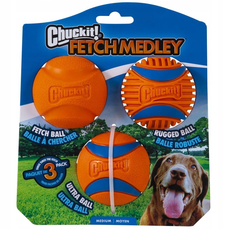 Levně Chuckit! Fetch Medley sada míčků – Medium 6,5 cm – 3 ks