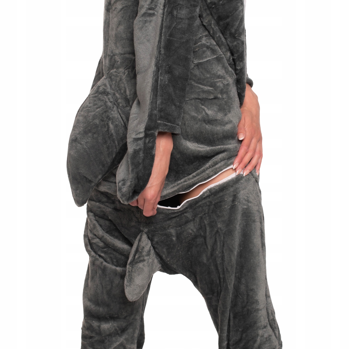 Dámské pyžamo kombinéza Kigurumi kostým Onesie Šedý Žralok 145-155 cm S
