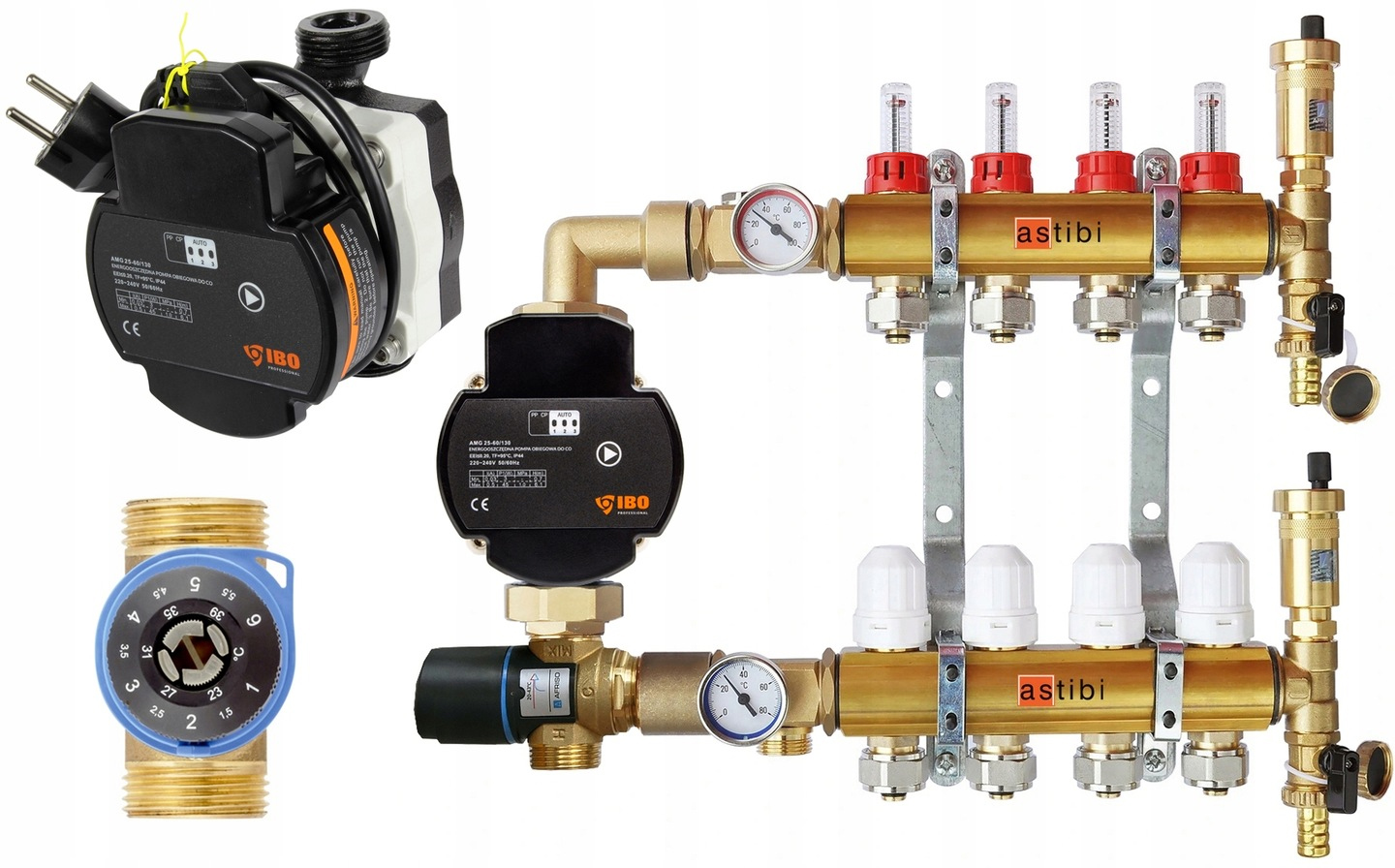 Rozdělovač 13 Podlahového Vytápění Pro Podlahovou Elektronickou Pumpu Pwm