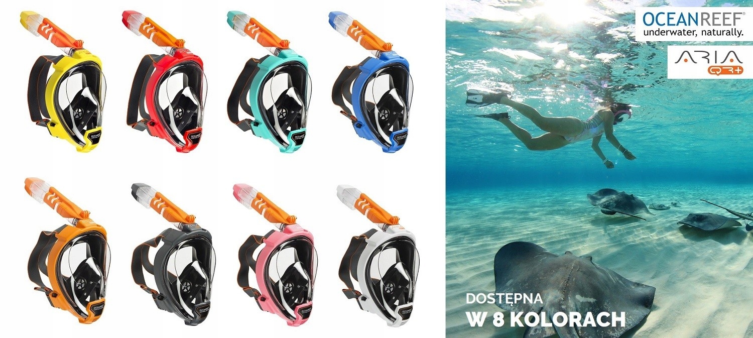 Maska pełnotwarzowa do snorkelingu Ocean Reef ARIA QR+ L/XL Rodzaj pełnotwarzowa