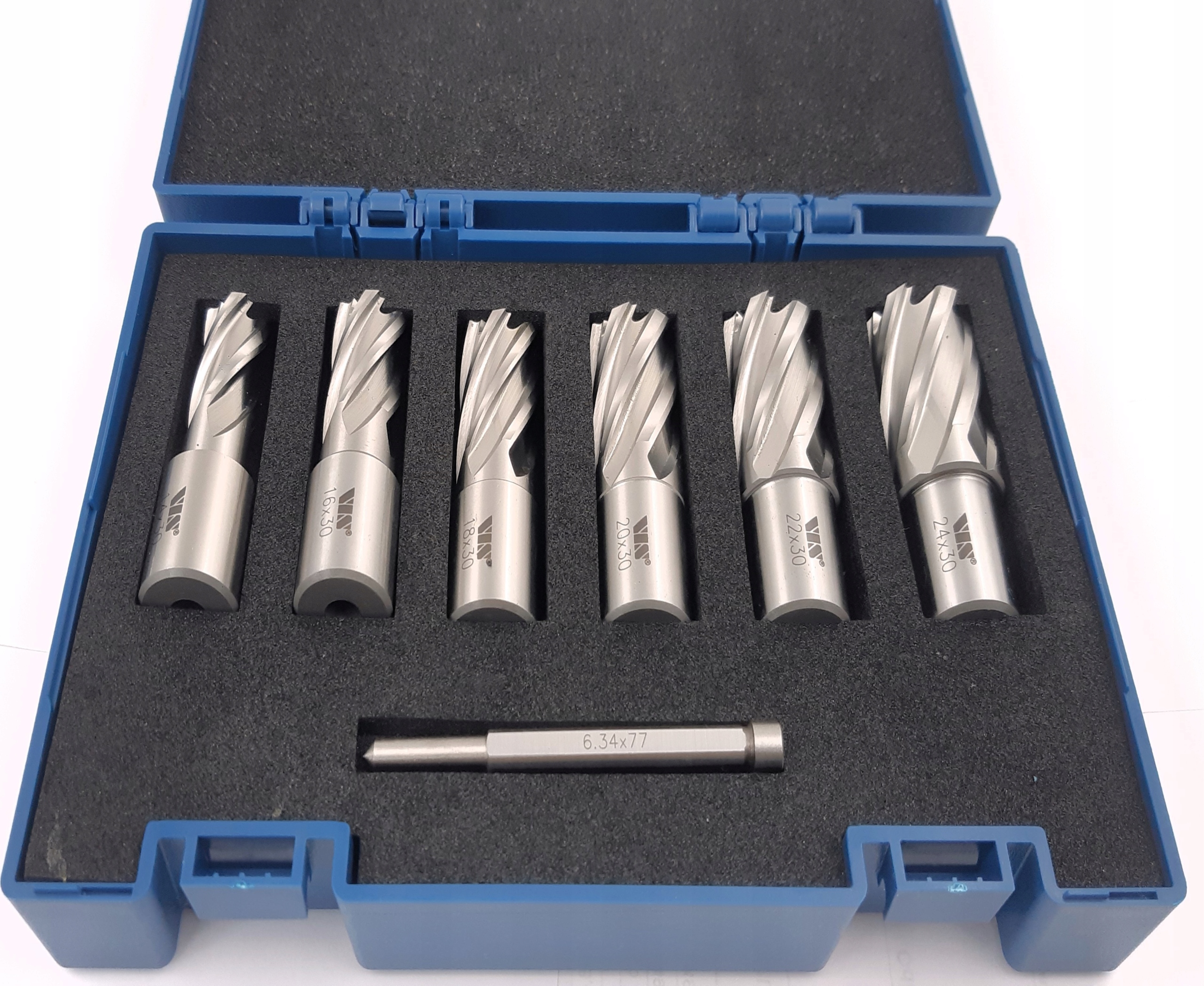 WIERTŁA KORONOWE kpl Wierteł Koronowych Magnesowe 6szt 14-24 mm chwyt 19mm Zastosowanie stal