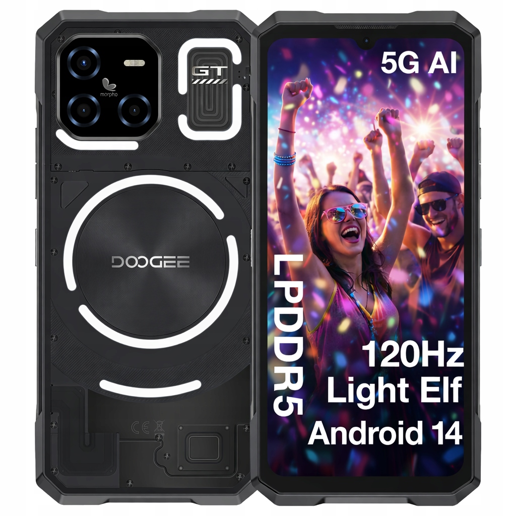 Odolný 5G Smartphone Doogee Blade Gt 32/256GB S Nfc, Multitool a Baterií 5500mAh Černý