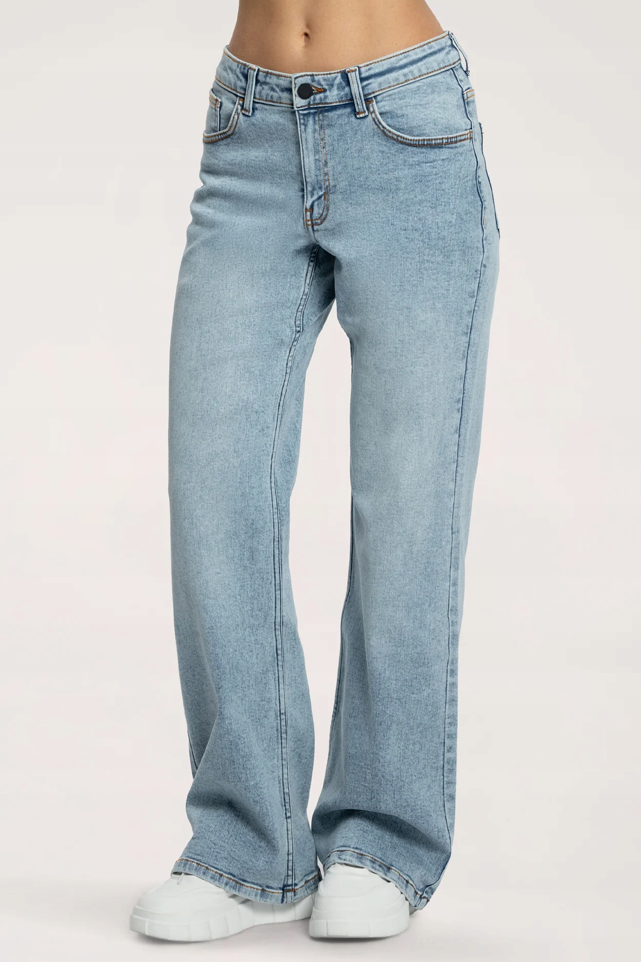Gym Glamour Wide džíny s nízkým pasem light blue long vel. S