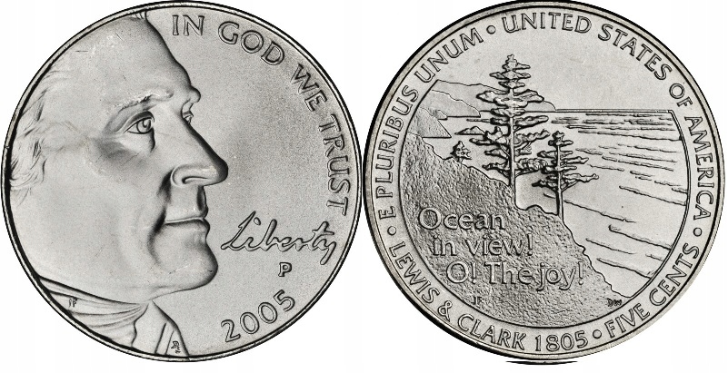 5 centów USA (2005) - Lewis i Clark Ocean Mennica Denver
