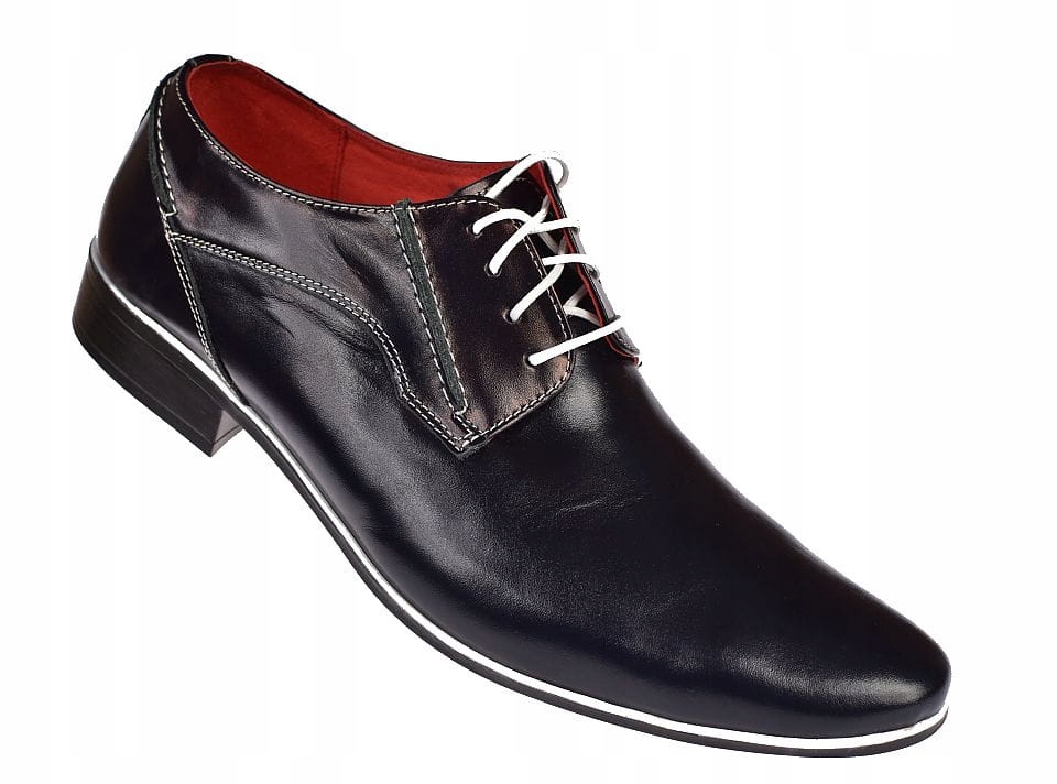 Pánské společenské kožené polobotky modré Polské M150 vel 45