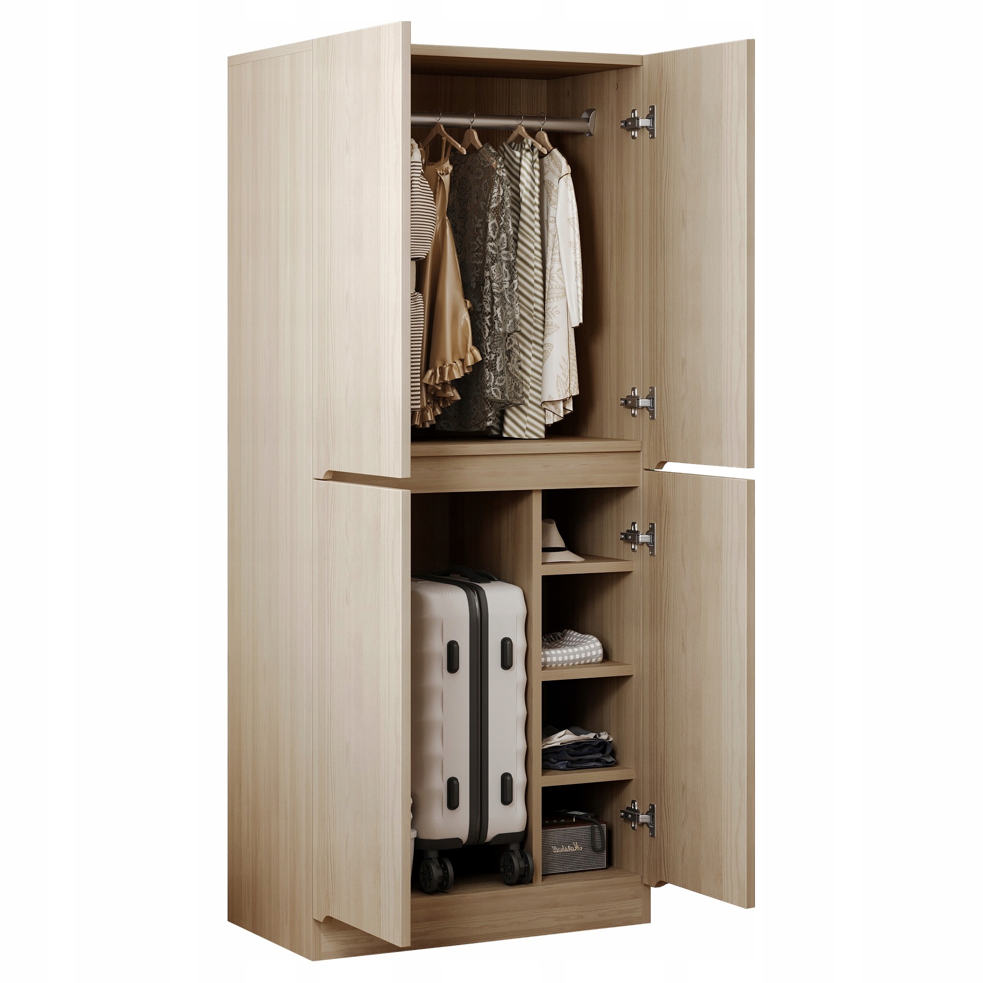 Skříň 70 x 40 x 170 cm s dvoukřídlými dveřmi a malými úložnými prostory na dřevo