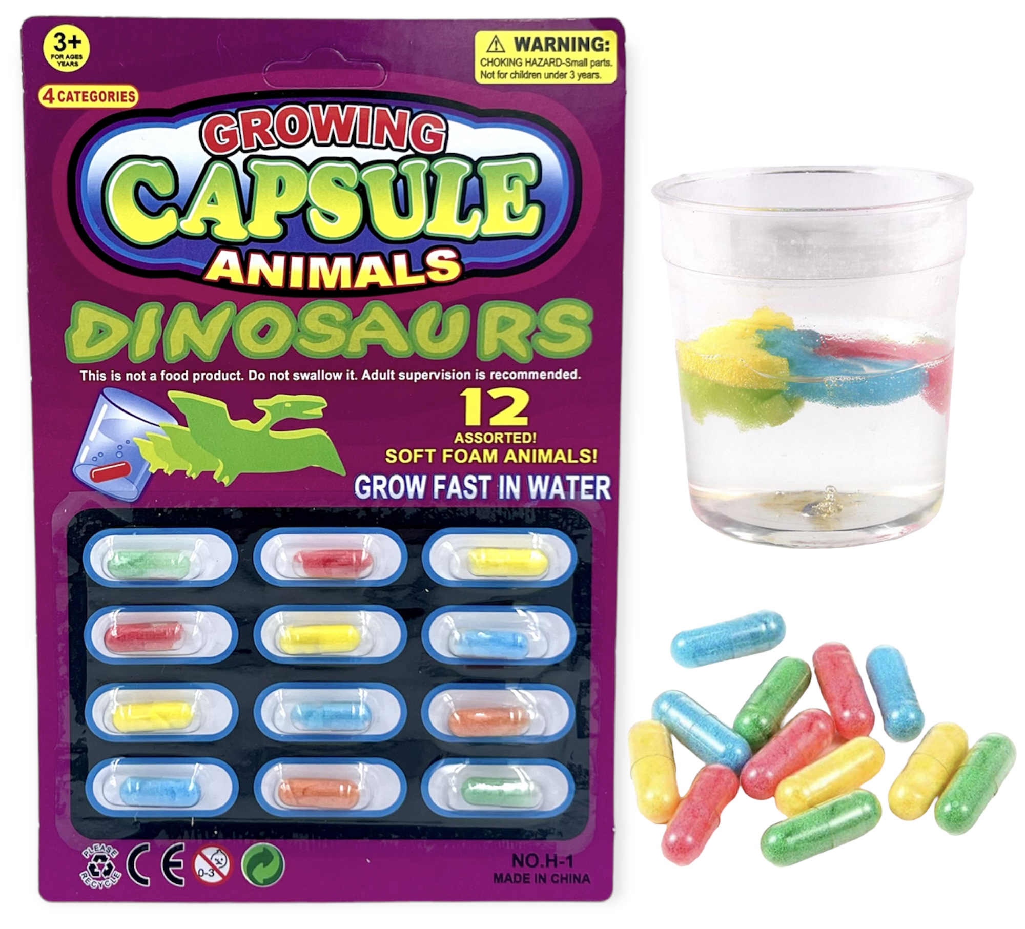 MAGICZNE KAPSUŁKI ROSNĄCE W WODZIE DINOZAUR 12 SZT
