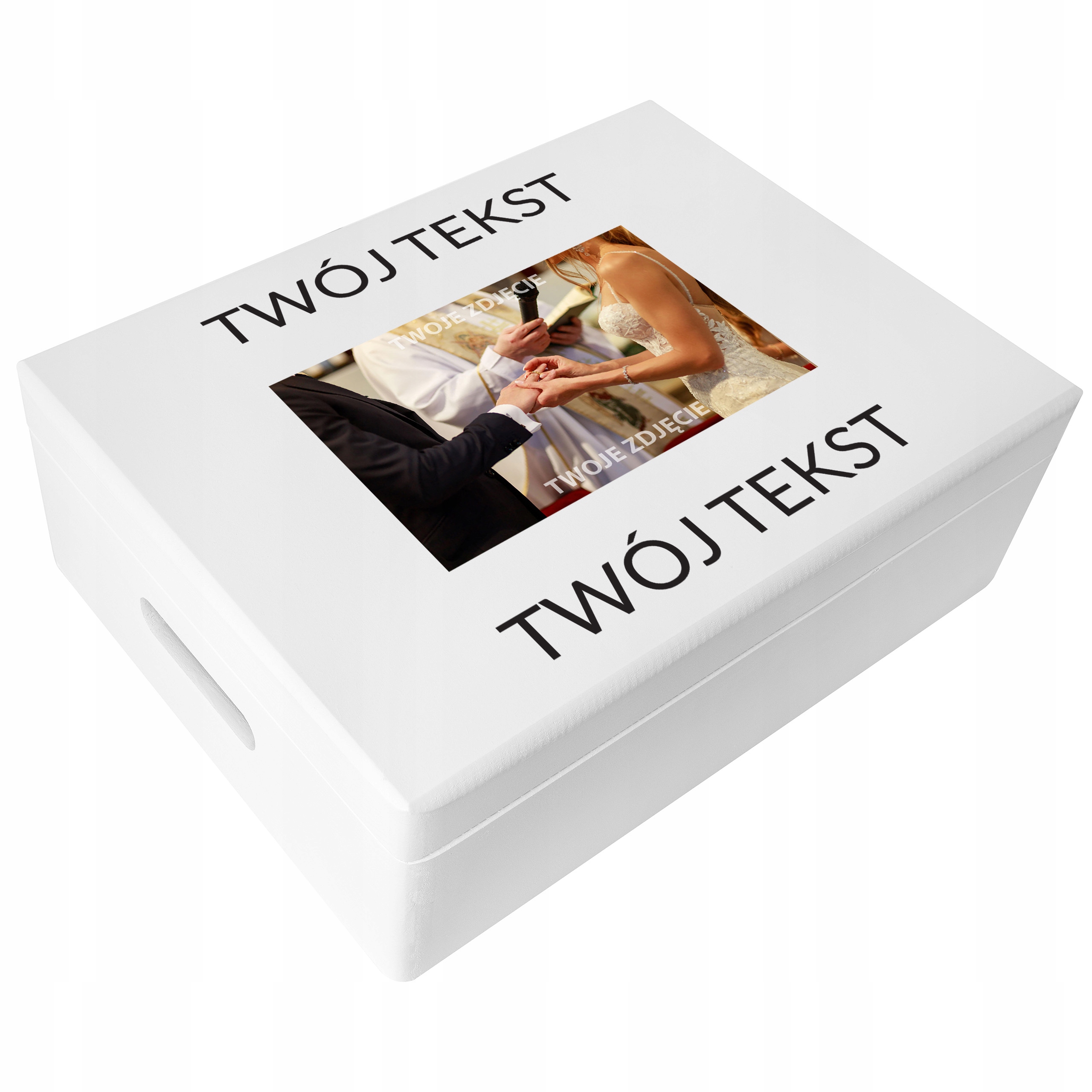 Krabička s gravírováním s fotografií a textem dárek k narozeninám, tisk Uv 40x30x14