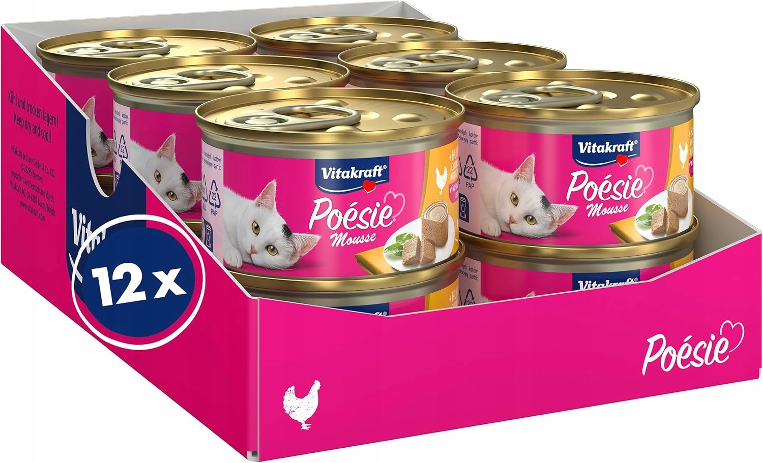 Vitakraft Poésie Mousse vlhké krmivo pro kočky, kuřecí maso bez cukru 12x85 g
