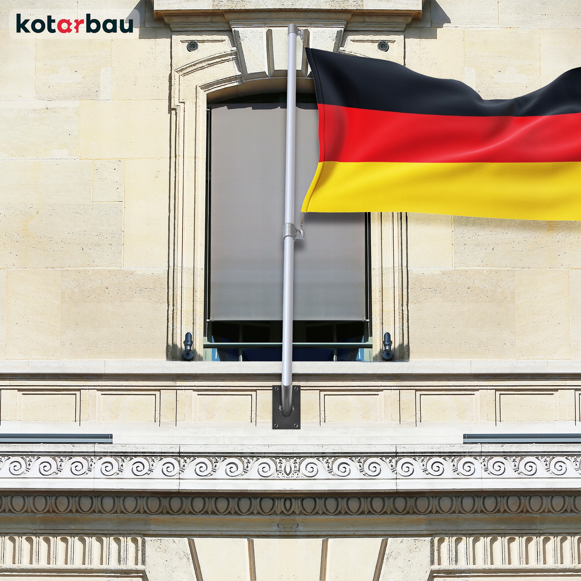 POJEDYNCZY UCHWYT FLAGOWY ŚCIENNY MOCOWANIE NA FLAGĘ ELEWACYJNY FASADOWY Szerokość produktu 7 cm