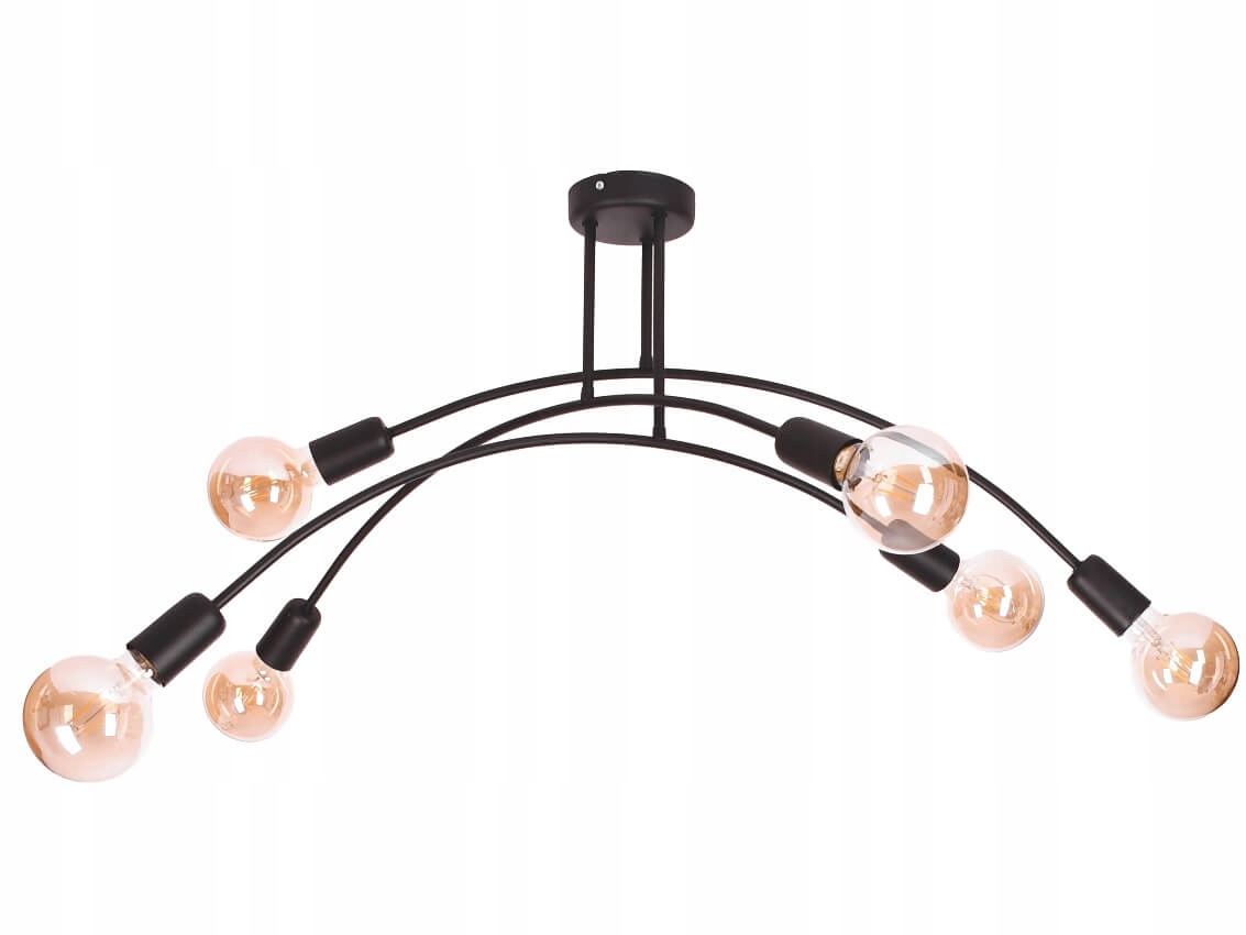 Duży Żyrandol Loft Nowoczesna Lampa Sufitowa Wisząca Salon 6xE27 Led Łuk