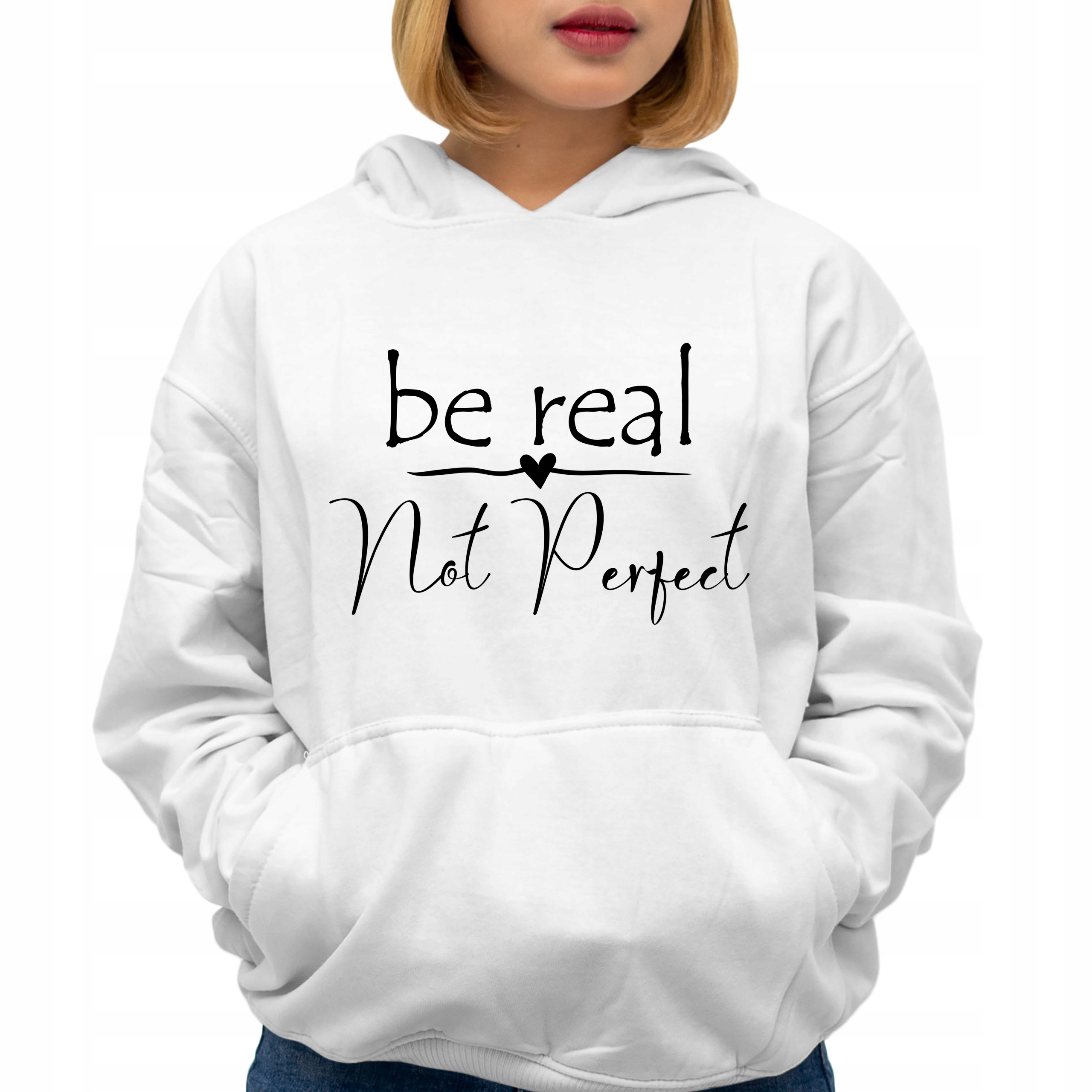 Mikina s vanilkovou Kapuce Not Perfect Be Real jako Dárek Vzory Vel S