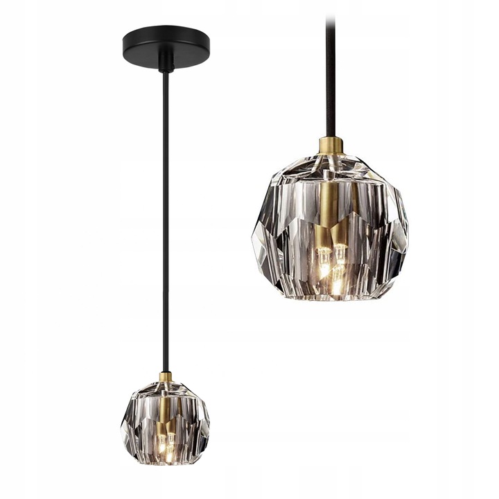 

Lampa Szklana Wisząca Kula Kryształowa Złota Glam