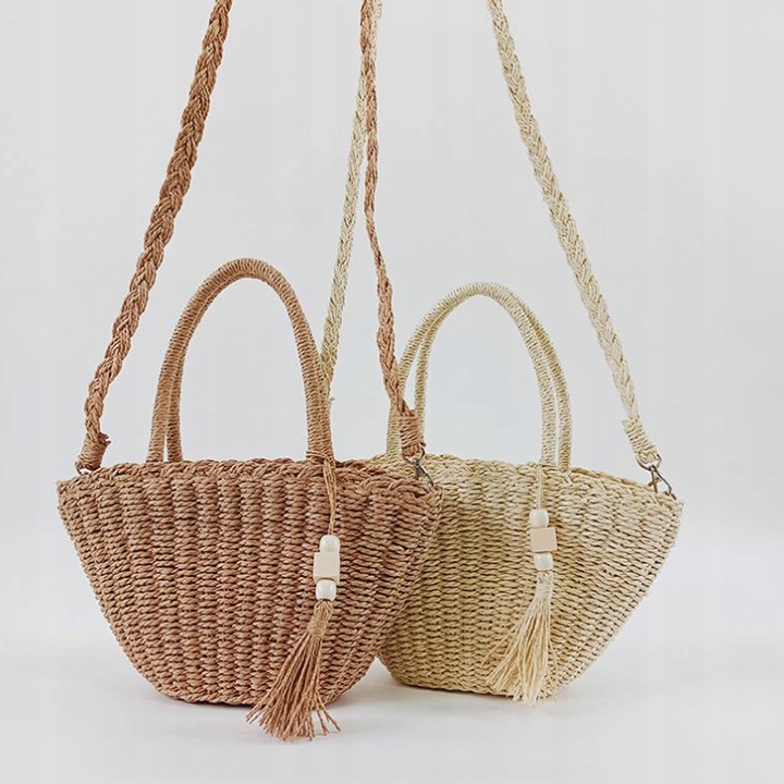 TORBA PLAŻOWA BOHO SŁOMIANA RATTAN MIEJSKA SHOPPER NA PLAŻĘ NA ZAKUPY PASEK Materiał dominujący inny