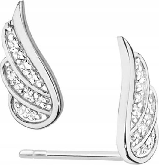 Náušnice z bílého zlata 585 křídla, diamanty, elegantní vzor pro ni