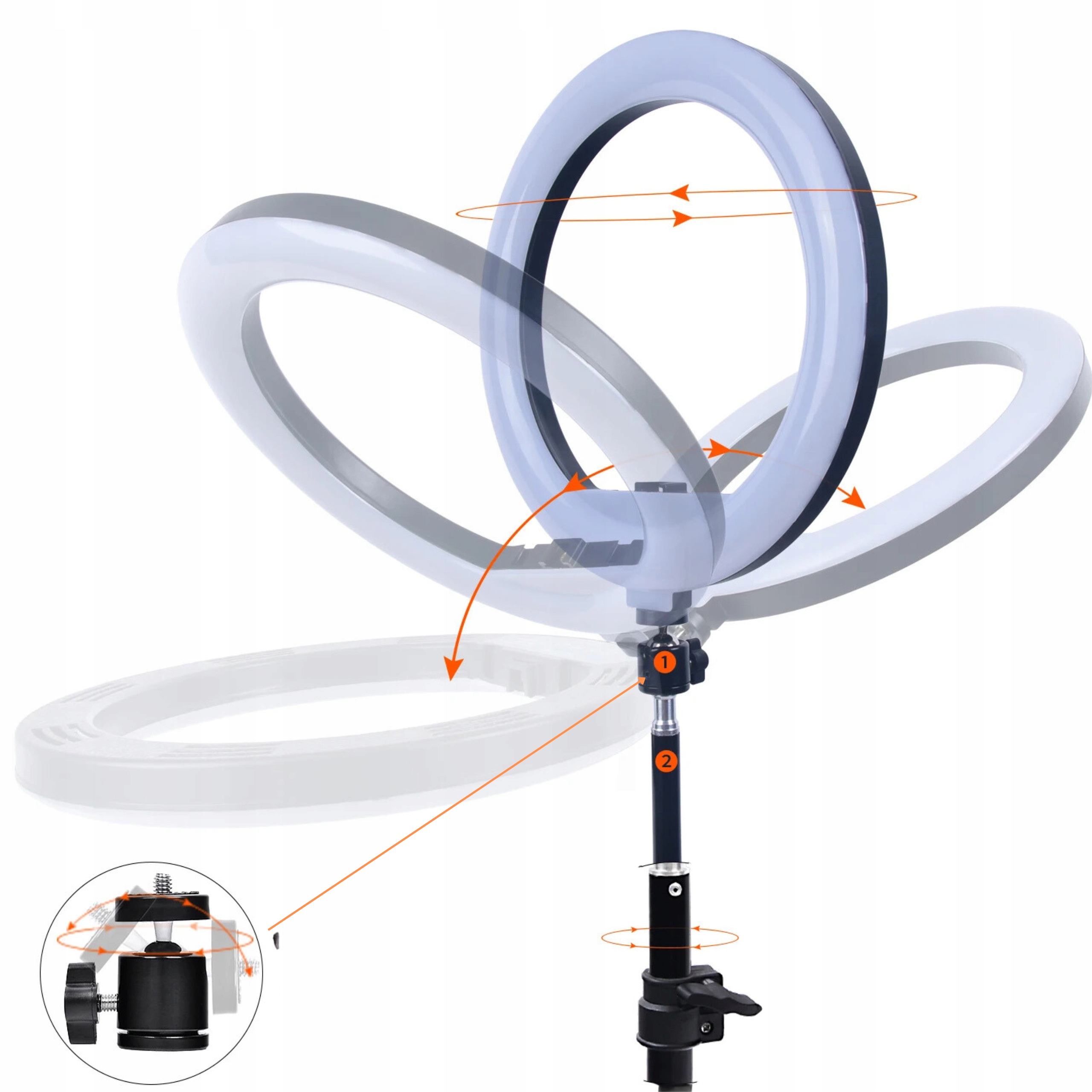 LAMPA PIERŚCIENIOWA UCHWYT RING LED DO MAKIJAŻU KOSMETYCZNA ZE STATYWEM 220 Moc żarówki/świetlówki 60 W