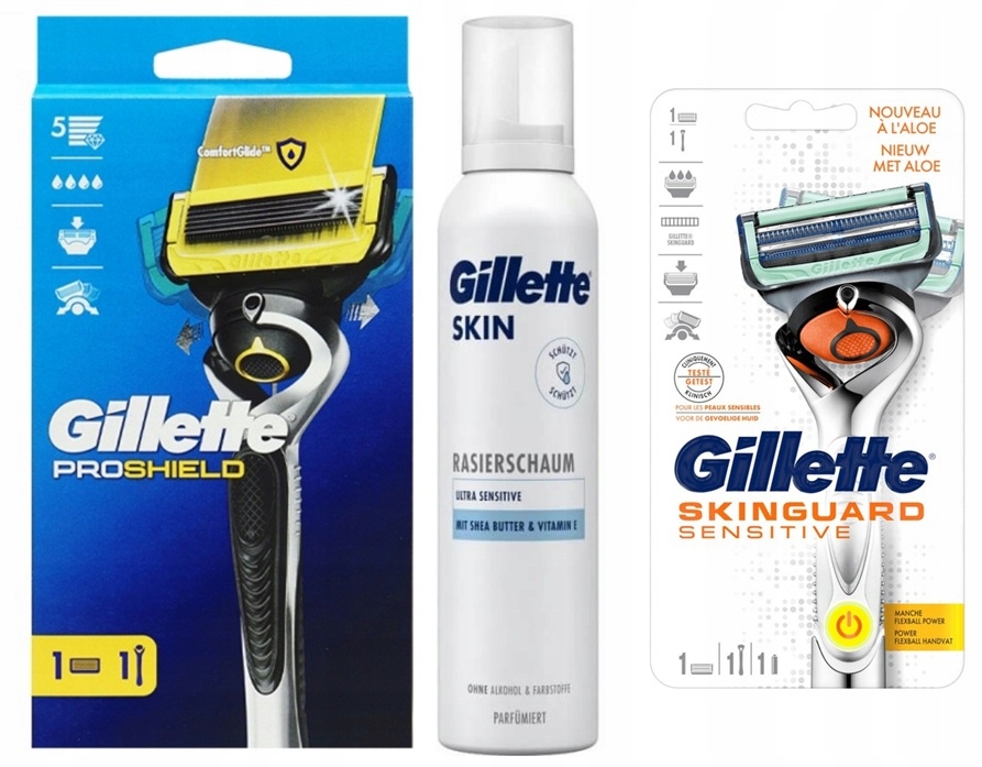 Gillette Sada strojků Fusion Flexball Skinguard Power+proshiel+pěna