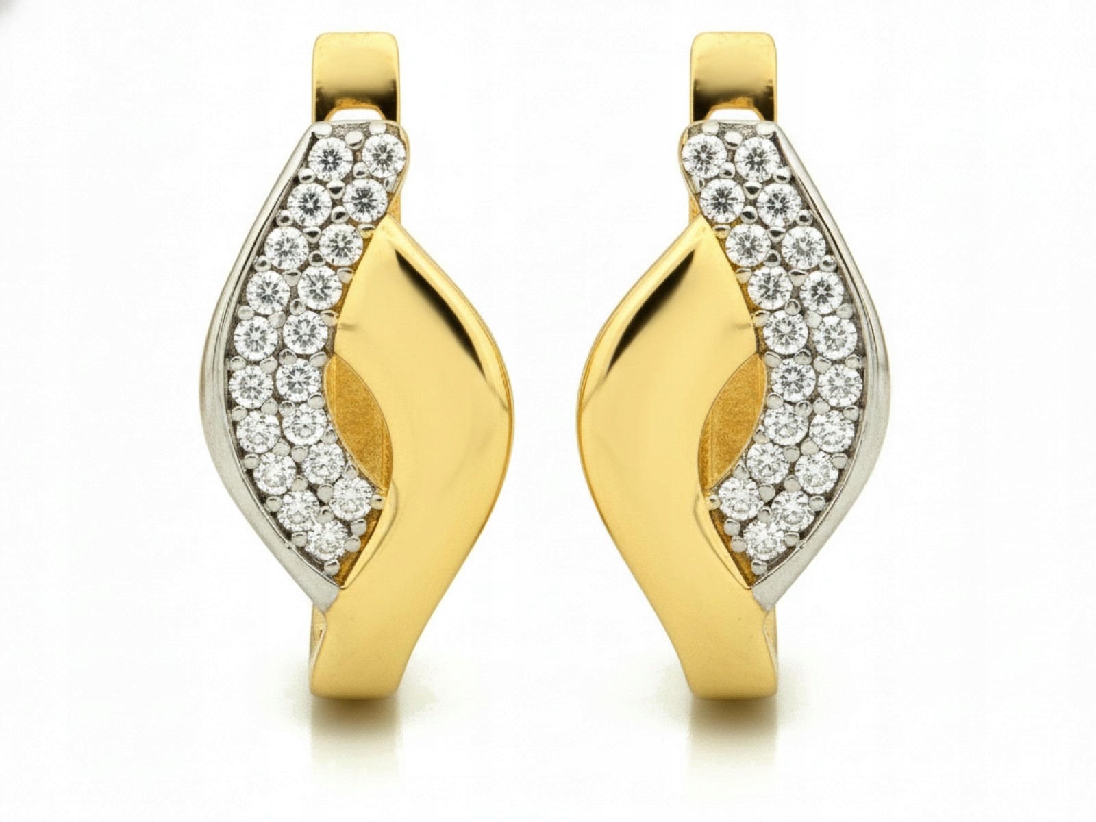 Dámské náušnice ze zlata 585 s krystalem, elegantní anglické zapínání