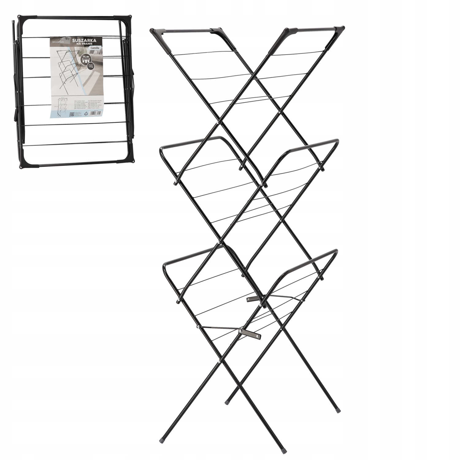 Levně Sušák Na Prádlo „camilla“ Černá, Skládací, Lehká