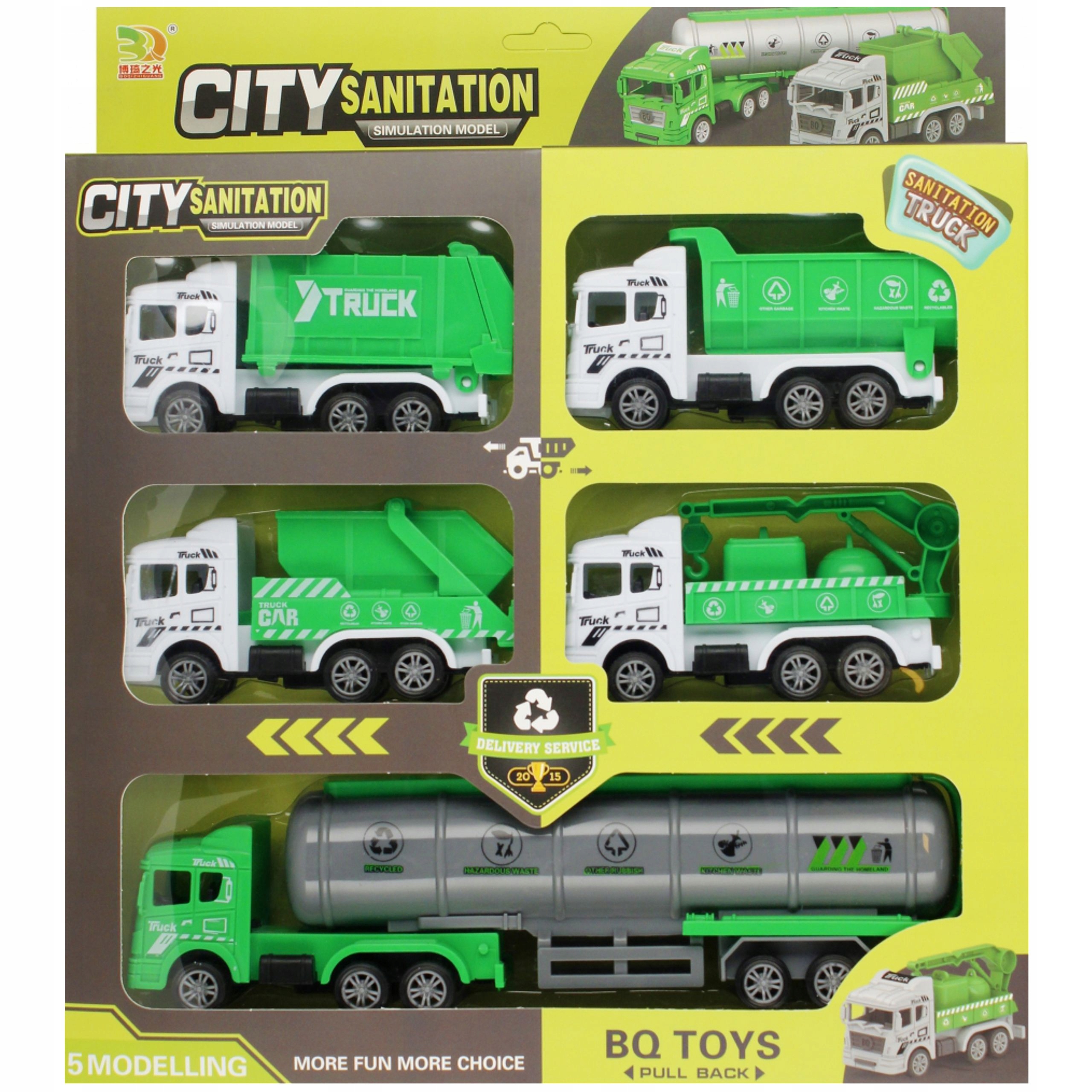 5x AUTO CIĘŻAROWE ŚMIERCIARKA WYWÓZ ŚMIECI RUCHOME CZĘŚCI napęd pull&back EAN (GTIN) 5905523601343