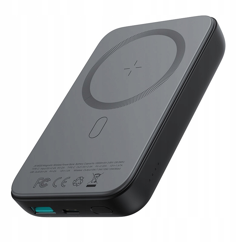 Mini Power Bank 10000mAh magnetyczny z ładowarką Qc Pd Usb Usb-c czarny