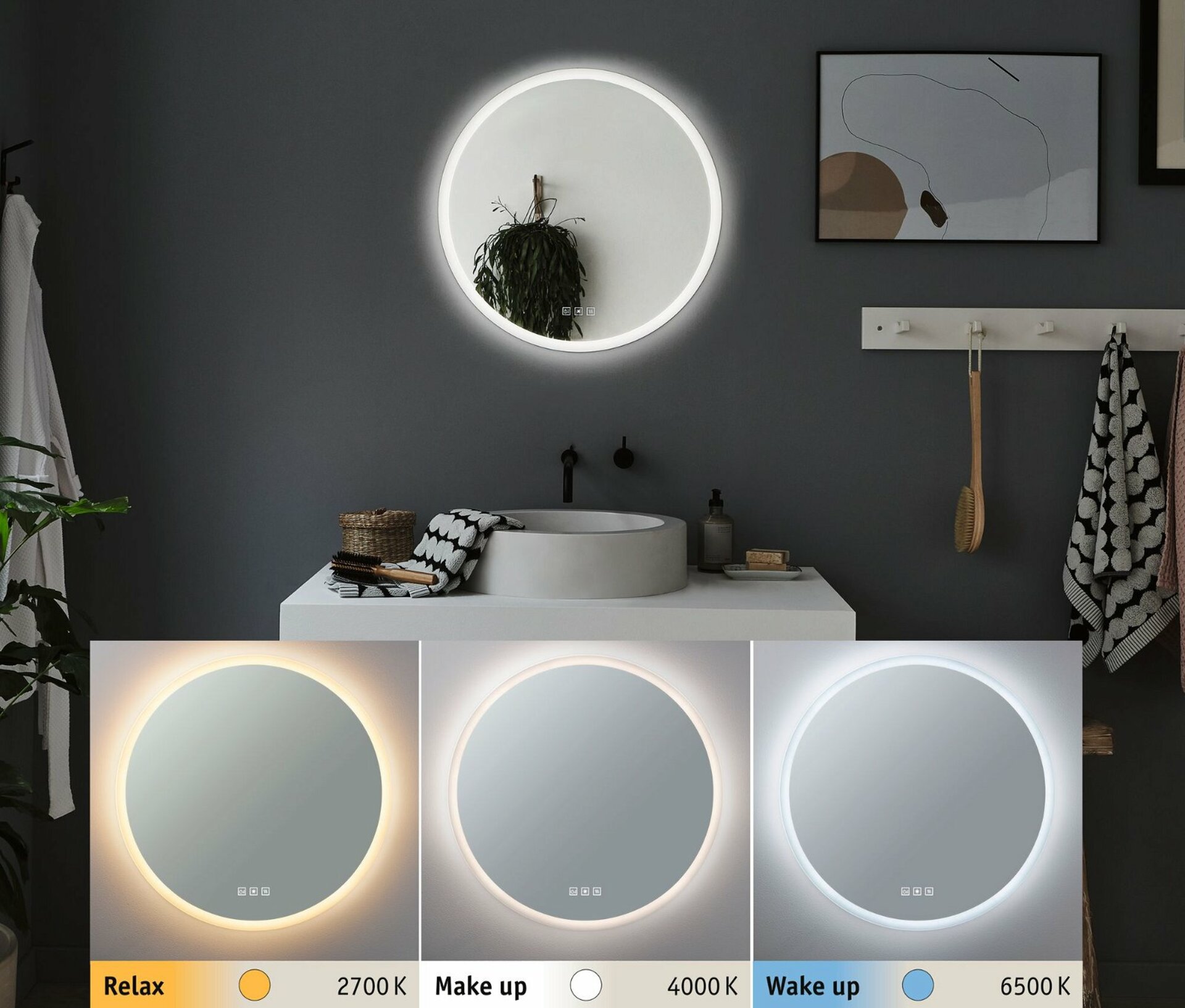 Paulmann HomeSpa Mirra Led zrkadlo kruhové 21W, WhiteSwitch, kúrenie, IP44