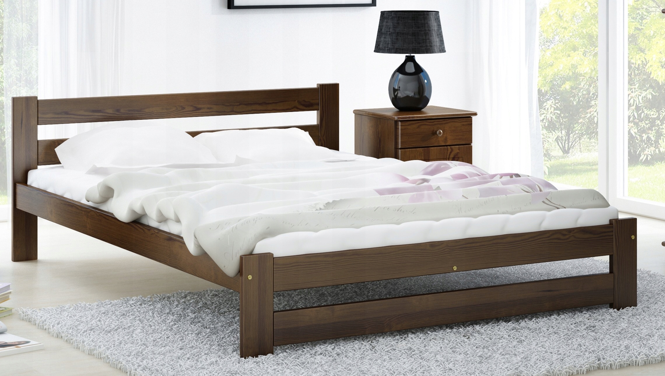 

Łóżko drewniane sosnowe 120 Kada Orzech Stelaż Eko