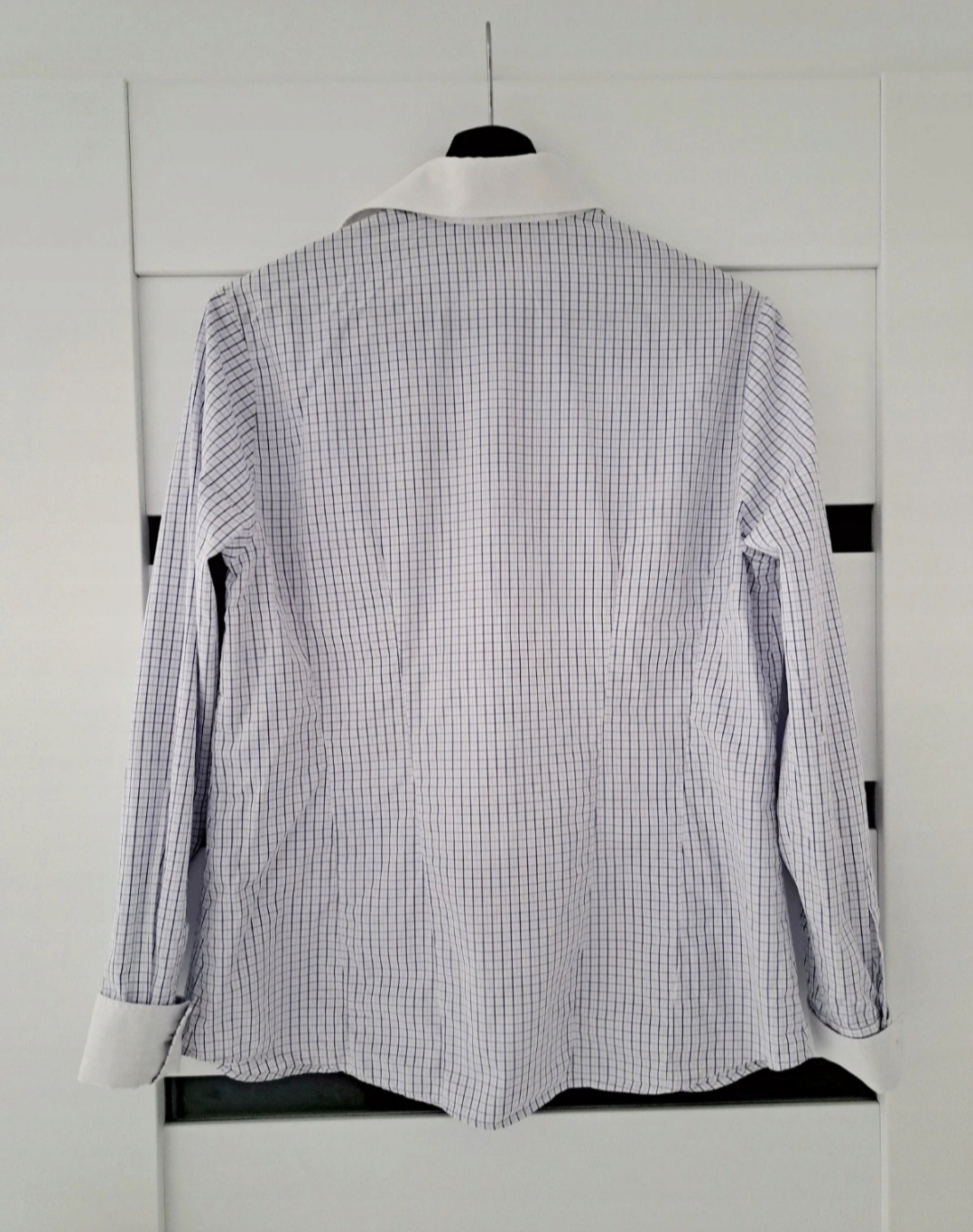 Biała koszula damska w fioletową kratkę Sobora XL Kolor biały