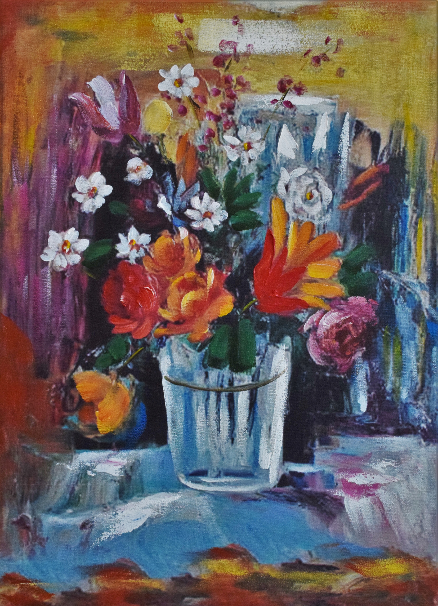 

Obraz Kwiaty Wazon Ręcznie Malowany Kolor 50x70CM