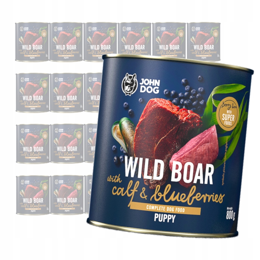 Levně John Dog Divočák S Telecím Masem Krmivo Pro Štěňata 24x800g