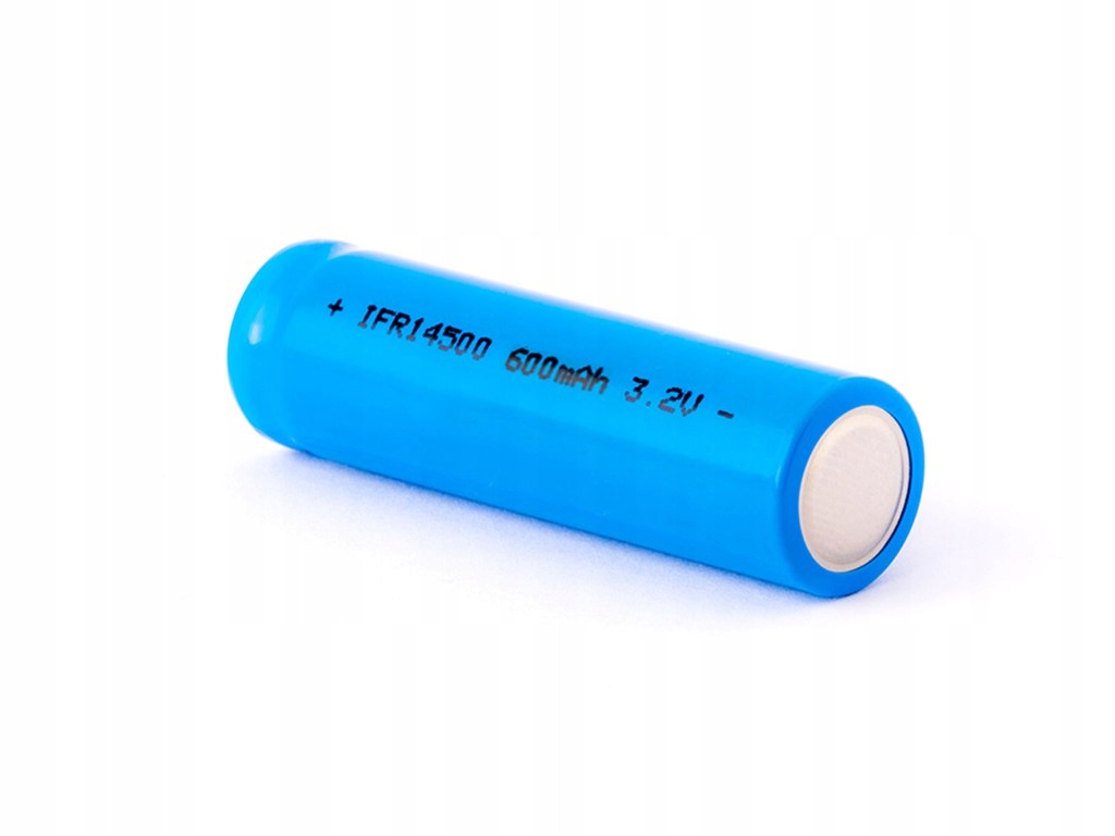 LiFePo4 IFR 14500 AA - 600mAh 3,2V z blaszkami Pojemność 600 mAh