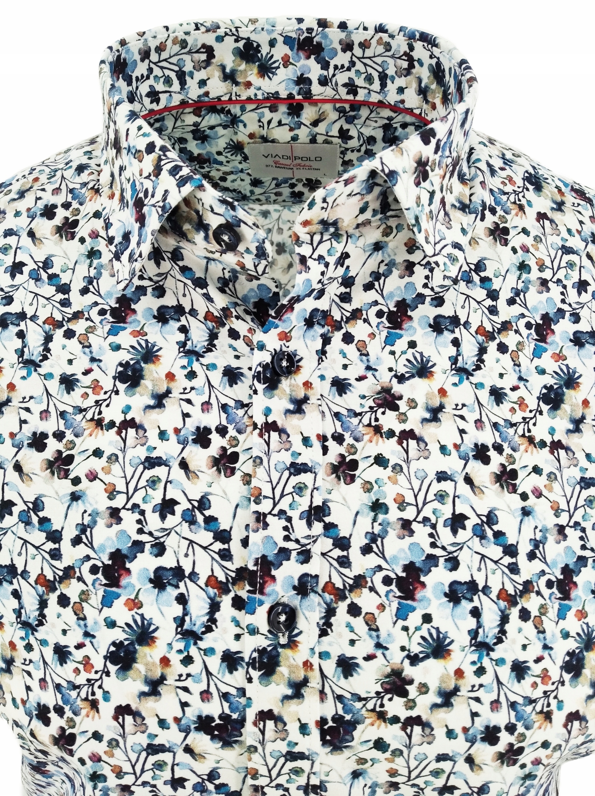 KOSZULA MĘSKA BIAŁA W KWIATY DŁUGI RĘKAW L Marka inna