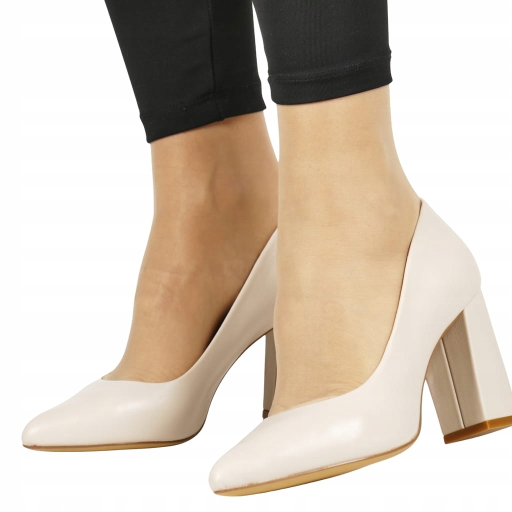 Lodičky Na Podpatku Stabilní Módní Béžové Tělové Nové Barvy 38