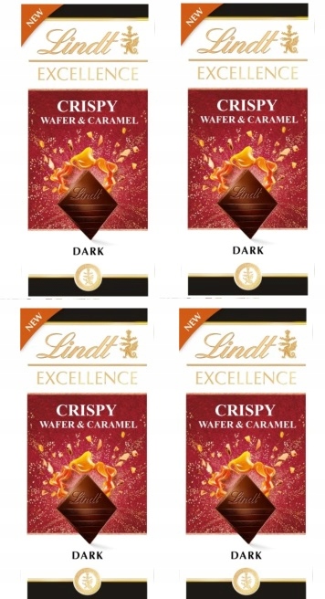 4x 100g Lindt Excellence Crispy Wafer & Caramel czekolada gorzka