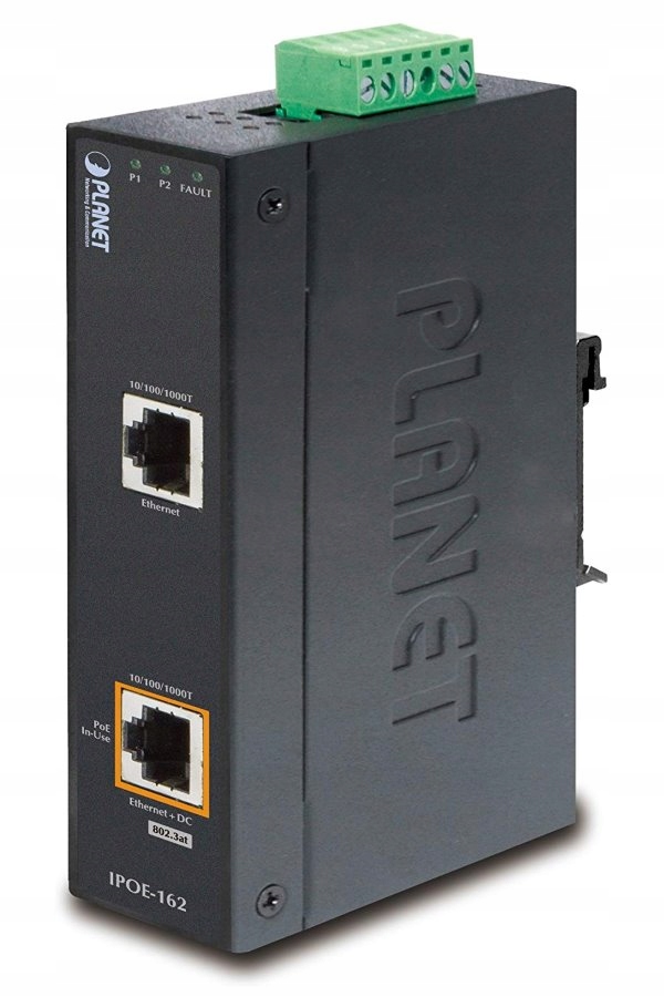 Planet IPOE-162 PoE injektor IEEE802.3, 30W, Gigabit, Din, IP30, -40 75 °