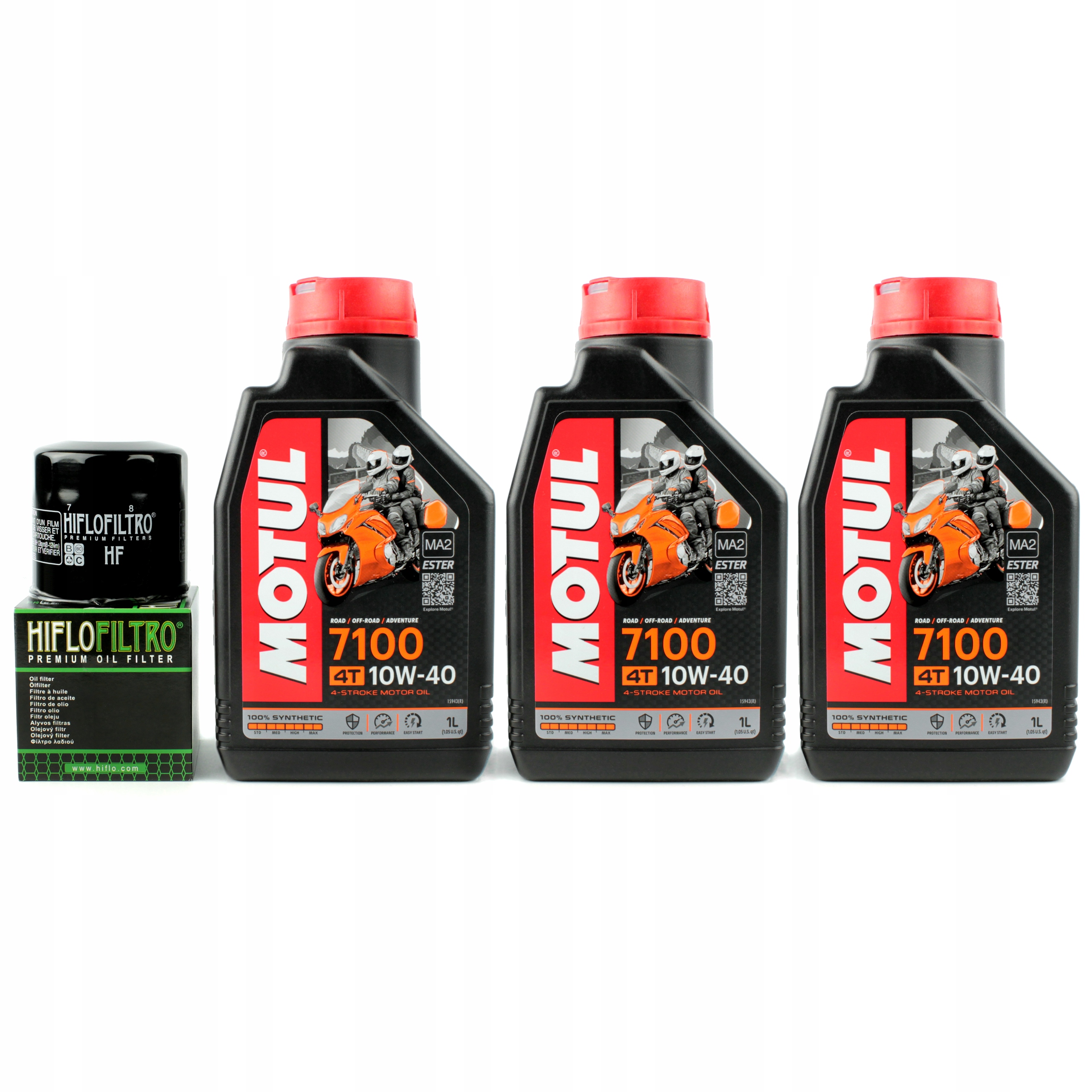 ORYGINALNY OLEJ SILNIKOWY MOTUL 7100 10W40 3x1L + filtr HIFLOFILTRO