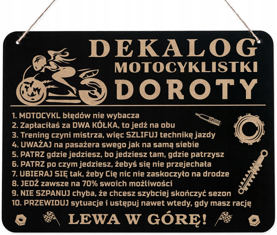 

Duża tablica Dekalog Motocyklisty grawer