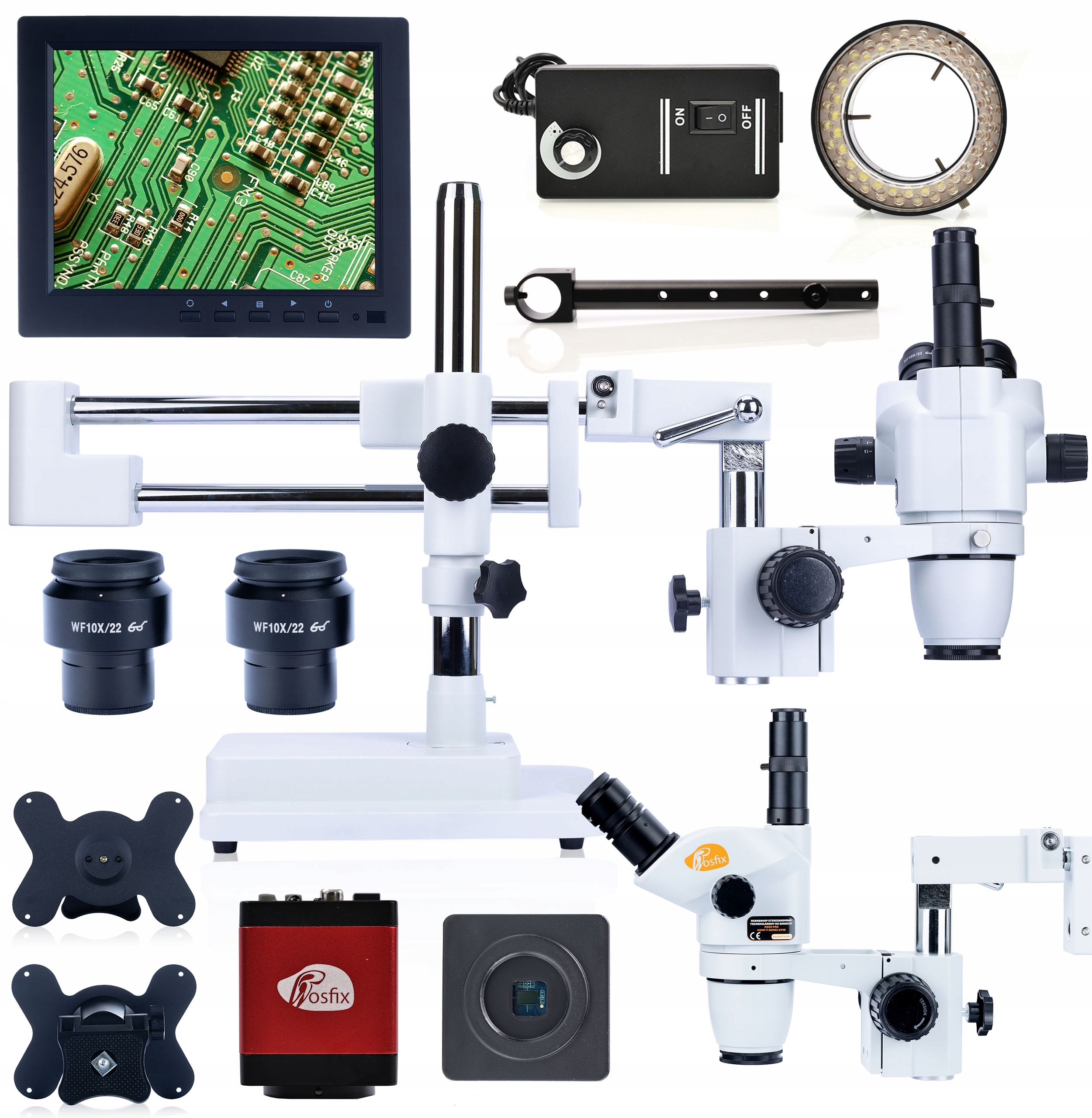 Stereoskopický Mikroskop, Kamera Draco Red Pro Displej, Držák, Osvětlovač